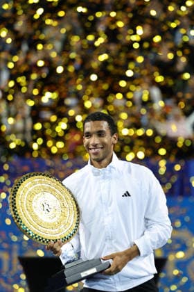 TENNIS : Finale Open Occitanie ATP, Tennis Herren 250 - 08 02 2026 Felix AUGER-ALIASSIME (CAN) vainqueur de la finale 2026 de l™Open Occitanie ATP 250 a la Sud de France Arena de Montpellier, le 8 fevrier 2026. MontpellierFrance  Copyright: xValentinaxClaretx
