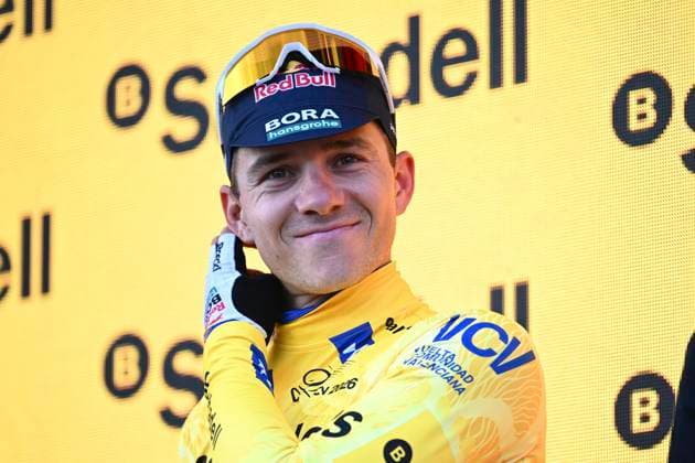 Tour of Valencia 2026 Stage 5 VALENCIA, SPAIN - FEBRUARY 08 : Evenepoel Remco (BEL) of Red Bull BORA Hansgrohe pictured with the yellow jersey during the podium ceremony of stage 5 of the 77th edition of Volta a la Comunitat Valenciana an UCI ProSeries 2.Pro cycling road race stage for Men Elite of 93.8 km with start in Betera and finish in Valencia on February 8, 2026 in Valencia, Spain, 08 02 2026 Valencia Spain  Copyright: xVincentxKalutx