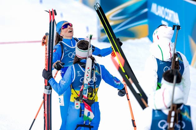 OLYMPICS - Winter Olympic Games, Olympische Spiele, Olympia, OS Milano Cortina 2026 ANTHOLZ,ITALY,08.FEB.26 - OLYMPICS, BIATHLON - Winter Olympic Games Milano Cortina 2026, mixed relay, 4x6km. Image shows Lisa Vittozzi and Dorothea Wierer (ITA).  GEPAxpictures xMatthiasxTrinkl