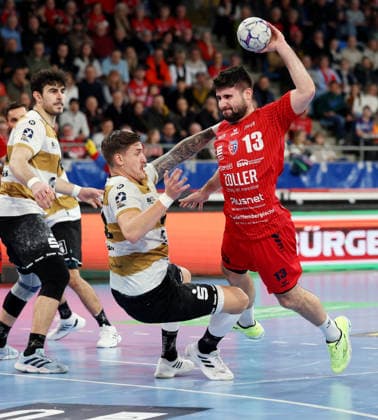 08 02 2026, Germany, Bietigheim Handball SG BBM Bietigheim vs HC Elbflorenz 2006, front from l Oliver Seidler Elbflorenz , Juan de la Pena BBM