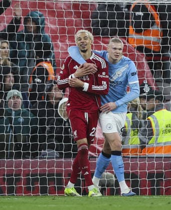 Liverpool v Manchester City, FA Premier League 08.02.26 Liverpool v Manchester City, FA Premier League Bradley Ormesher The Times Hugo Ekitiké of Liverpool and Erling Haaland of Manchester City  Copyright: xBradleyxOrmesherx NINTCHDBPICT001057454424