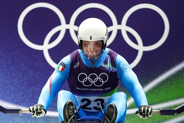 ITALY - FEBRUARY 8, 2026: Alex Gufler of Italy competes in Run 3 of the men s singles luge event at Cortina Sliding Centre in Cortina dâ€™Ampezzo during the 2026 Winter Olympic Games, Olympische Spiele, Olympia, OS Peter Kovalev TASS  88395616