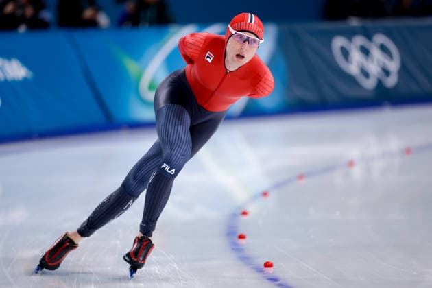 2026-02-08 Speed skating, Eisschnelllauf - Milano Cortina 2026 Winter Olympics - Day 2 MILAN, ITALY - FEBRUARY 8: Sander Eitrem of Norway competing in the Men s 5000m during Day 2 of Speed Skating - Milano Cortina 2026 Winter Olympics at Milano Speed Skating Stadium on February 8, 2026 in Milan, Italy. (Photo by Joris Verwijst BSR Agency) Milan Italy Content not available for redistribution in The Netherlands directly or indirectly through any third parties. Copyright: xBSRxAgencyx