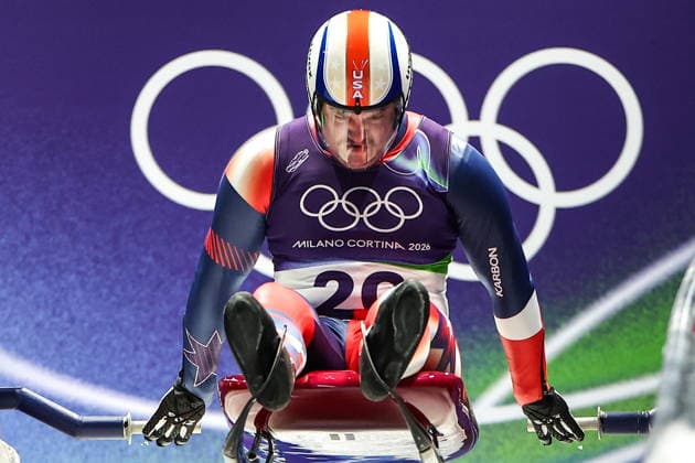 ITALY - FEBRUARY 8, 2026: Matthew Greiner of the USA competes in Run 3 of the men s singles luge event at Cortina Sliding Centre in Cortina dâ€™Ampezzo during the 2026 Winter Olympic Games, Olympische Spiele, Olympia, OS Peter Kovalev TASS  88395546