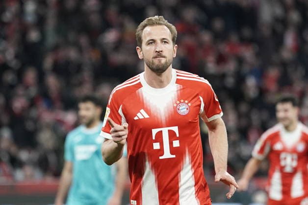 RECORD DATE NOT STATED Fußball, GER 08.02.2026, FC Bayern München - TSG 1899 Hoffenheim, 1. BL, Harry Kane (Bayern) Torjubel - 1:0 *** Soccer, GER 08 02 2026, FC Bayern München TSG 1899 Hoffenheim, 1 BL, Harry Kane Bayern goal celebration 1 0 Copyright: xx