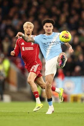 Hugo Ekitike of Liverpool and Nico O Reilly of Manchester City Liverpool v Manchester City, Premier League, Football, Anfield, Liverpool, UK - 08 Feb 2026Liverpool Anfield United Kingdom EDITORIAL USE ONLY No use with unauthorised audio, video, data, fixture lists, club league logos or live services. Online in-match use limited to 120 images, no video emulation. No use in betting, games or single club league player publications. Copyright: xRyanxBrowne Shutterstockx 16524446bs