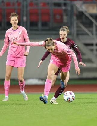 08 02 2026 Soccer Season 2025 2026 1 Women Soccer Bundesliga 17 Matchday 1 FC Nuremberg FCN Club TSG 1899 Hoffenheim Sportfoto Zink DaMa xdaxmax Lisann Kaut 4, TSG Hoffenheim Nastassja Lein 24, 1 FC Nuremberg FCN