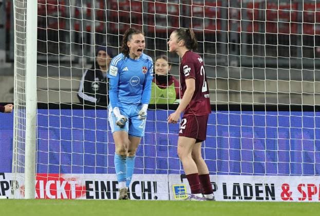 08 02 2026 Soccer Season 2025 2026 1 Womens Soccer Bundesliga 17 Matchday 1 FC Nürnberg FCN Club TSG 1899 Hoffenheim Sportfoto Zink DaMa xdaxmax Cheering after penalty kick saved Lourdes Carmen Romero Grzondziel 25, 1 FC Nürnberg FCN Julia Pollak 22, 1 FC Nürnberg FCN