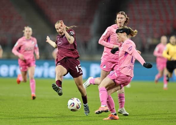 08 02 2026 Soccer Season 2025 2026 1 Women Soccer Bundesliga 17 Matchday 1 FC Nürnberg FCN Club TSG 1899 Hoffenheim Sportfoto Zink DaMa xdaxmax Emöke Emoeke Papai 15, 1 FC Nürnberg FCN Lisa Doorn 14, TSG Hoffenheim Wielle Douma 13, TSG Hoffenheim