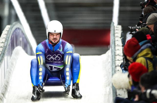 ITALY - FEBRUARY 8, 2026: Anton Dukach of Ukraine competes in Run 3 of the men s singles luge event at Cortina Sliding Centre in Cortina dâ€™Ampezzo during the 2026 Winter Olympic Games, Olympische Spiele, Olympia, OS Peter Kovalev TASS  88397944