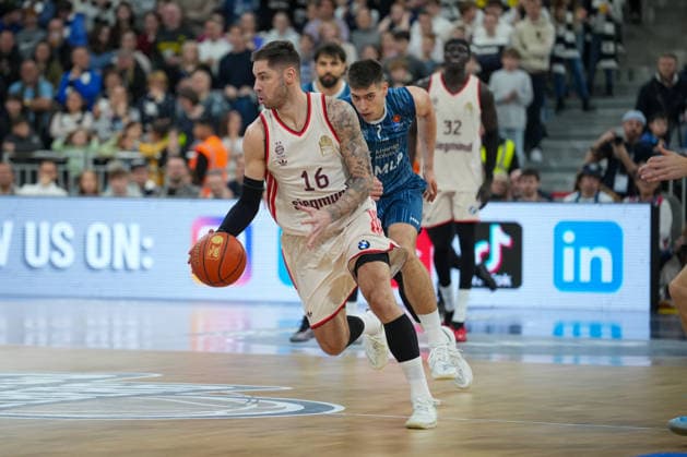 Basketball easyCredit BBL, Matchday 19, MLP Academics Heidelberg FC Bayern Munich Basketball on 08 02 2026 in Heidelberg SNP Dome , Germany, Season 2025 2026 Stefan Jovic 16, FCB in focus Heidelberg SNP Dome Germany Copyright: xChristophxKinzingerx