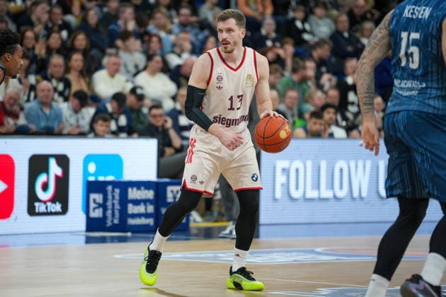Basketball easyCredit BBL, Matchday 19, MLP Academics Heidelberg FC Bayern Munich Basketball on 08 02 2026 in Heidelberg SNP Dome , Germany, Season 2025 2026 Andreas Obst 13, FCB in focus Heidelberg SNP Dome Germany Copyright: xChristophxKinzingerx