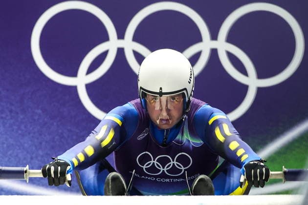 ITALY - FEBRUARY 8, 2026: Andriy Mandziy of Ukraine competes in Run 3 of the men s singles luge event at Cortina Sliding Centre in Cortina dâ€™Ampezzo during the 2026 Winter Olympic Games, Olympische Spiele, Olympia, OS Peter Kovalev TASS  88398445