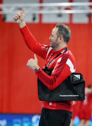 08 02 2026, Germany, Bietigheim Handball SG BBM Bietigheim vs HC Elbflorenz 2006, Coach Iker Romero BBM is happy about the victory