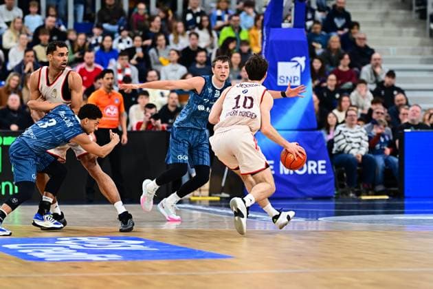 Game action with Oscar da Silva 1 FC Bayern Basketball , Ryan Mikesell 33 MLP Academics Heidelberg , Kevin McClain 3 MLP Academics Heidelberg and Justinian Jessup 10 FC Bayern Basketball easyCredit BBL MLP Academics Heidelberg - FC Bayern Munich Basketball 08 02 2026 Copyright: xMichaelxGelhardtx