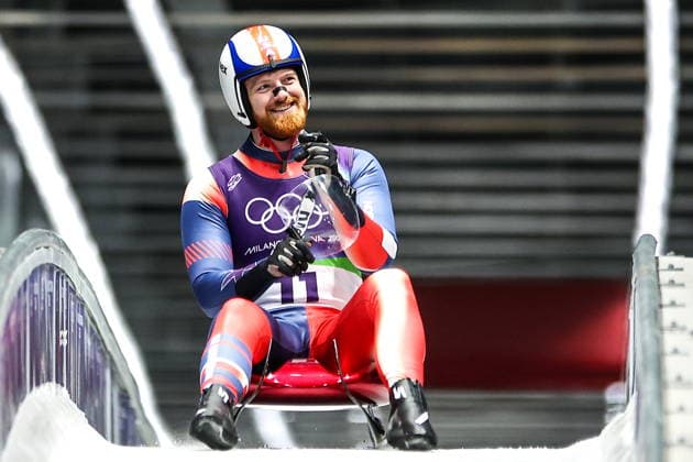 ITALY - FEBRUARY 8, 2026: Jonathan Gustafson of the USA competes in Run 4 of the men s singles luge event at Cortina Sliding Centre in Cortina dâ€™Ampezzo during the 2026 Winter Olympic Games, Olympische Spiele, Olympia, OS Peter Kovalev TASS  88398641