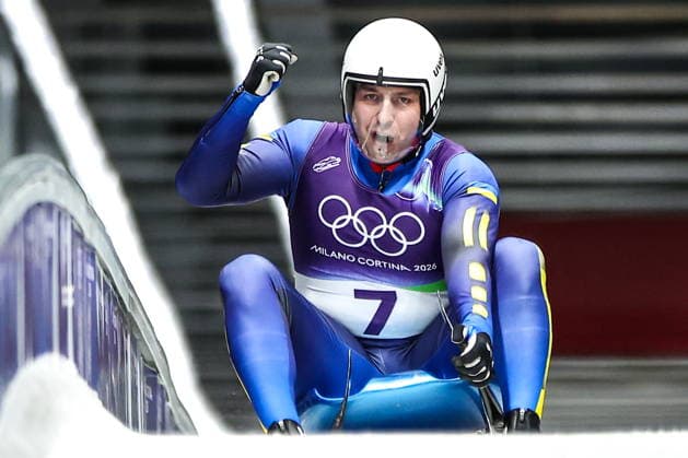 ITALY - FEBRUARY 8, 2026: Andriy Mandziy of Ukraine competes in Run 4 of the men s singles luge event at Cortina Sliding Centre in Cortina dâ€™Ampezzo during the 2026 Winter Olympic Games, Olympische Spiele, Olympia, OS Peter Kovalev TASS  88398696