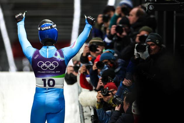 ITALY - FEBRUARY 8, 2026: Leon Felderer of Italy competes in Run 4 of the men s singles luge event at Cortina Sliding Centre in Cortina dâ€™Ampezzo during the 2026 Winter Olympic Games, Olympische Spiele, Olympia, OS Peter Kovalev TASS  88398948