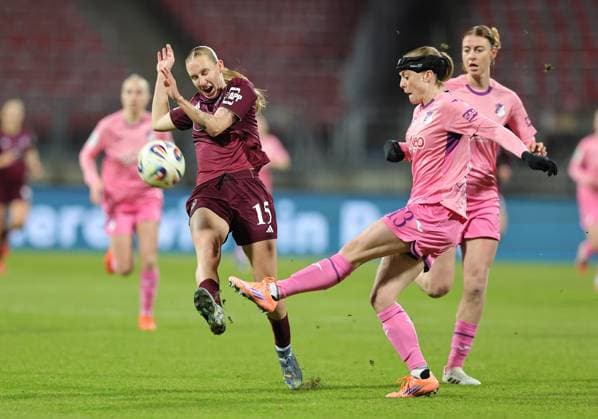 08 02 2026 Soccer Season 2025 2026 1 Women Soccer Bundesliga 17 Matchday 1 FC Nuremberg FCN Club TSG 1899 Hoffenheim Sportfoto Zink DaMa xdaxmax Emöke Emoeke Papai 15, 1 FC Nuremberg FCN Wielle Douma 13, TSG Hoffenheim