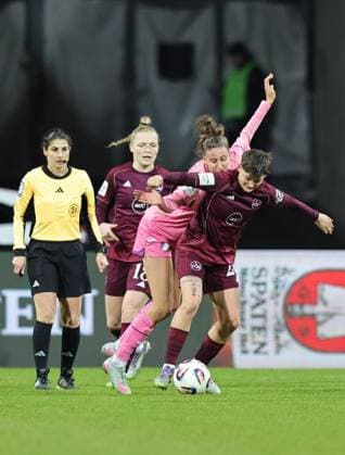 08 02 2026 Soccer Season 2025 2026 1 Women Soccer Bundesliga 17 Matchday 1 FC Nürnberg FCN Club TSG 1899 Hoffenheim Sportfoto Zink DaMa xdaxmax Franziska Harsch 17, TSG Hoffenheim Aneta Polaskova 26, 1 FC Nürnberg FCN watched by Riem Hussein Referee in