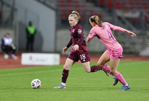 08 02 2026 Soccer Season 2025 2026 1 Women Soccer Bundesliga 17 Matchday 1 FC Nürnberg FCN Club TSG 1899 Hoffenheim Sportfoto Zink DaMa xdaxmax Franziska Mai 18, 1 FC Nürnberg FCN Lisann Kaut 4, TSG Hoffenheim