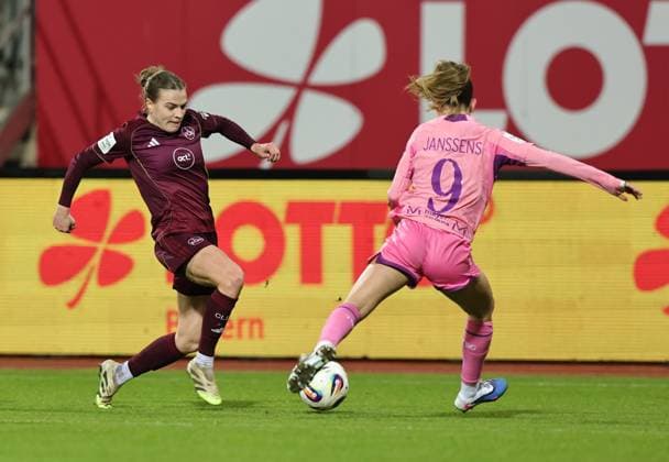 08 02 2026 Soccer Season 2025 2026 1 Women Soccer Bundesliga 17 Matchday 1 FC Nürnberg FCN Club TSG 1899 Hoffenheim Sportfoto Zink DaMa xdaxmax Nastassja Lein 24, 1 FC Nürnberg FCN Jill Janssens 9, TSG Hoffenheim