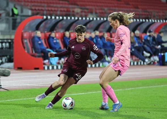08 02 2026 Soccer Season 2025 2026 1 Women Soccer Bundesliga 17 Matchday 1 FC Nürnberg FCN Club TSG 1899 Hoffenheim Sportfoto Zink DaMa xdaxmax Aneta Polaskova 26, 1 FC Nürnberg FCN Lisann Kaut 4, TSG Hoffenheim