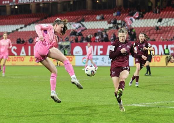 08 02 2026 Soccer Season 2025 2026 1 Women Soccer Bundesliga 17 Matchday 1 FC Nürnberg FCN Club TSG 1899 Hoffenheim Sportfoto Zink DaMa xdaxmax Chiara Marie Hahn 23, TSG Hoffenheim Nastassja Lein 24, 1 FC Nürnberg FCN
