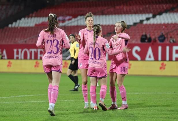 08 02 2026 Soccer Season 2025 2026 1 Women Soccer Bundesliga 17 Matchday 1 FC Nürnberg FCN Club TSG 1899 Hoffenheim Sportfoto Zink DaMa xdaxmax Jubel Freude Torjubel nach Tor zum 0 2 Laura Gloning 20, TSG Hoffenheim und Mannschaft Team jubelt freut Torschütze Laura Gloning 20, TSG Hoffenheim