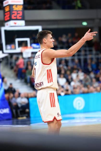 Game action with Vladimir Lucic 11 FC Bayern Basketball on the pitch easyCredit BBL MLP Academics Heidelberg - FC Bayern München Basketball 08 02 2026 Copyright: xMichaelxGelhardtx