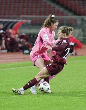 08 02 2026 Soccer Season 2025 2026 1 Women Soccer Bundesliga 17 Matchday 1 FC Nürnberg FCN Club TSG 1899 Hoffenheim Sportfoto Zink DaMa xdaxmax Chiara Marie Hahn 23, TSG Hoffenheim Nastassja Lein 24, 1 FC Nürnberg FCN