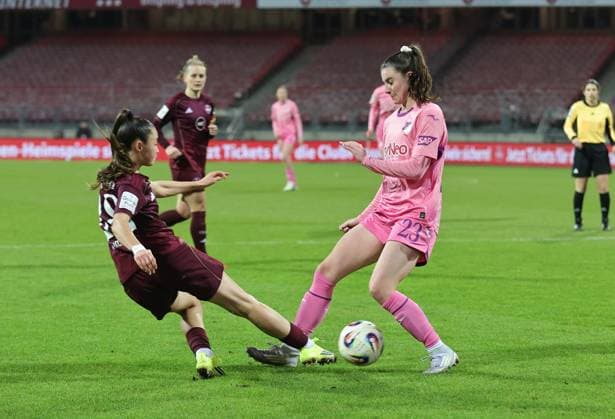 08 02 2026 Soccer Season 2025 2026 1 Women Soccer Bundesliga 17 Matchday 1 FC Nürnberg FCN Club TSG 1899 Hoffenheim Sportfoto Zink DaMa xdaxmax Maelle Seguin 28, 1 FC Nürnberg FCN Chiara Marie Hahn 23, TSG Hoffenheim