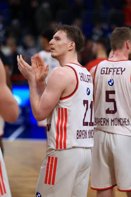 Scene with Mateo Seric 21 MLP Academics Heidelberg and 5 MLP Academics Heidelberg in white jerseys easyCredit BBL MLP Academics Heidelberg - FC Bayern München Basketball 08 02 2026 Copyright: xMichaelxGelhardtx