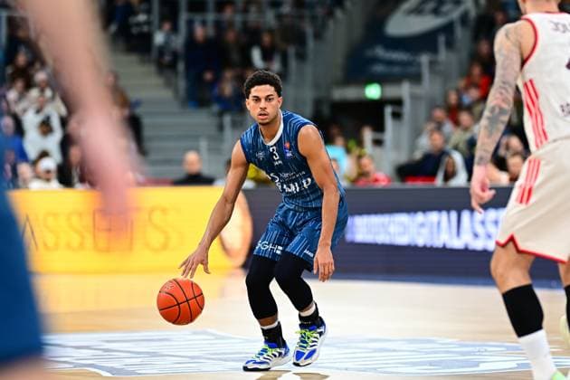 Game action with Kevin McClain 3 MLP Academics Heidelberg on the pitch easyCredit BBL MLP Academics Heidelberg - FC Bayern München Basketball 08 02 2026 Copyright: xMichaelxGelhardtx