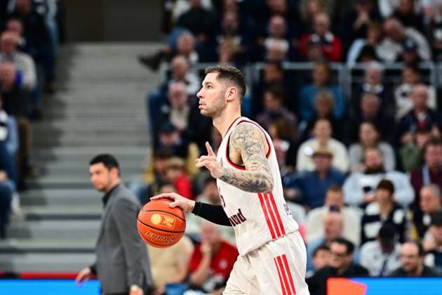 Game action with Stefan Jovic 16 FC Bayern Basketball on the ball easyCredit BBL MLP Academics Heidelberg - FC Bayern München Basketball 08 02 2026 Copyright: xMichaelxGelhardtx