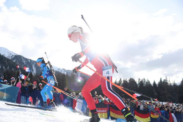 (260208) -- ANTERSELVA, Feb. 8, 2026 -- Maren Kirkeeide of Norway competes during the biathlon mixed relay 4 x 6km (M+W) at the Milan-Cortina 2026 Olympic Winter games, Winterspiele,Spiele, Summer games in Anterselva, Italy, Feb. 8, 2026. ) (MICO2026)ITALY-ANTERSELVA-OLYMPIC WINTER GAMES-BIATHLON-MIXED RELAY 4 x 6KM (M+W) ZhangxTao 