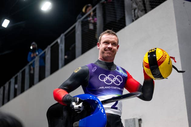 LOCH Felix (Deutschland) im Ziel, ITA, Olympische Spiele Milano Cortina 2026, Olympia, Rodeln Herren Einzel, 08.02.2026 ITA, Olympische Spiele Milano Cortina 2026, Olympia, Rodeln Herren Einzel, 08.02.2026 Cortina d Ampezzo *** LOCH Felix Germany at the finish, ITA, Olympic Games Milano Cortina 2026, Olympic Games, Luge Mens Singles, 08 02 2026 ITA, Olympic Games Milano Cortina 2026, Olympic Games, Luge Mens Singles, 08 02 2026 Cortina d Ampezzo Copyright: xEibner-Pressefoto Memmlerx EP_MMR