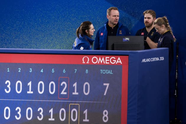 260208 Isabella and Rasmus Wrana of Sweden look dejected after competing in a round robin mixed doubles curling match between Sweden and USA during day 2 of the 2026 Winter Olympics on February 8, 2026 in Cortina. Photo: Joel Marklund BILDBYRAN kod JM JE0112 bbeng curling Olympic Games, Olympische Spiele, Olympia, OS olympics winter olympics os ol olympiska spel vinter-os olympiske leker milano cortina 2026 milan cortina 2026 milano cortina 2026 olympic games milano cortina 2026 winter olympic games milano cortina-os milano cortina-ol vinter-ol depp sverige *** 260208 Isabella and Rasmus Wrana of Sweden look dejected after competing in a round robin mixed doubles curling match between Sweden and USA during day 2 of the 2026 Winter Olympics on February 8, 2026 in Cortina Photo Joel Marklund BILDBYRAN code JM JE0112 bbeng curling olympic games olympics winter olympics os ol olympiska spel vinter os olympiske leker milano cortina 2026 milan cortina 2026 milano cortina 2026 olympic games milano cortina 2026 winter olympic games milano cortina os milano cortina ol vinter ol depp sverige  Copyright: JOELxMARKLUND BB260208JM055
