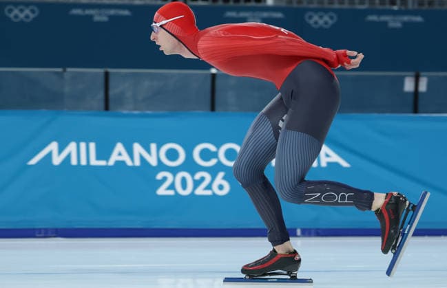 (260208) -- MILAN, Feb. 8, 2026 -- Sander Eitrem of Norway competes during the Speed skating, Eisschnelllauf men s 5000m match at the Milan-Cortina 2026 Olympic Winter games, Winterspiele,Spiele, Summer games in Milan, Italy, Feb. 8, 2026. ) (MICO2026)ITALY-MILAN-OLYMPIC WINTER GAMES-SPEED SKATING-MEN S 5000M DuxXiaoyi 