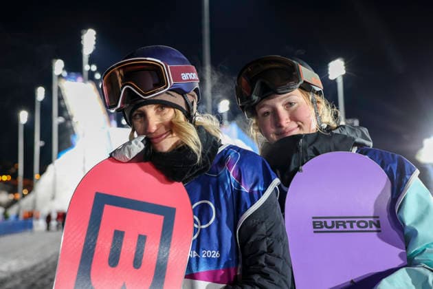 OLYMPICS - Winter Olympic Games, Olympische Spiele, Olympia, OS Milano Cortina 2026 LIVIGNO,ITALY,08.FEB.26 - OLYMPICS, SNOWBOARD - Winter Olympic Games Milano Cortina 2026, Big Air, qualification, women. Image shows Anna Gasser and Hanna Karrer (AUT).  GEPAxpictures xHaraldxSteiner