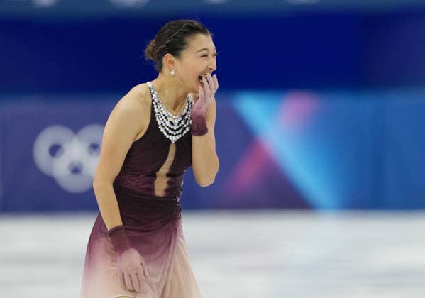 (260208) -- MILAN, Feb. 8, 2026 -- Sakamoto Kaori of Japan reacts after her performance during the Figure skating, Eiskunstlauf team event women single skating free skating of the Milan-Cortina 2026 Olympic Winter games, Winterspiele,Spiele, Summer games in Milan, Italy, Feb. 8, 2026. ) (MICO2026)ITALY-MILAN-OLYMPIC WINTER GAMES-FIGURE SKATING TEAM EVENT-WOMEN SINGLE SKATING-FREE SKATING XuexYuge 