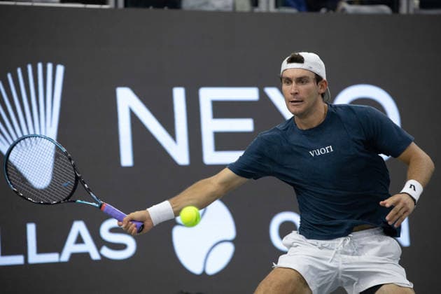 February 8, 2026, Frisco, Texas, USA: TRISTAN BOYER (USA) returns with a forehand during a menÃ¢â‚¬â ¢s singles qualifying match at 2026 Nexo Dallas Open at The Ford Center at The Star in Frisco, Texas. Svadja defeated Boyer, 6:3, 5:7, 6:4. Frisco USA - ZUMAh193 20260208_zsp_h193_056 Copyright: xDanielxMcGregor-Huyerx