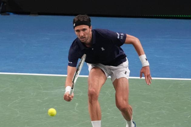 February 8, 2026, Le Portel, Bretagne, France: Arthur Rinderknech of French during the Davis Cup 2026, Qualifiers tennis event on 8 February 2026 at Le Chaudron in Le Portel, France - Photo Le Portel France - ZUMAl193 20260208_zsp_l193_080 Copyright: xLaurentxLairysx