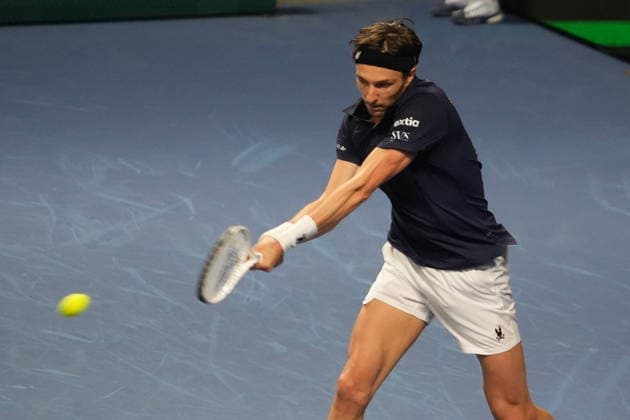 February 8, 2026, Le Portel, Bretagne, France: Arthur Rinderknech of French during the Davis Cup 2026, Qualifiers tennis event on 8 February 2026 at Le Chaudron in Le Portel, France - Photo Le Portel France - ZUMAl193 20260208_zsp_l193_109 Copyright: xLaurentxLairysx