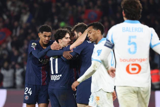 FOOTBALL : Paris Saint Germain Vs Olympique de Marseille - Ligue 1 - 08 02 2026 Joie - But de Khvicha Kvaratskhelia (PSG) - Vitinha (PSG) - Senny Mayulu (PSG) ParisFrance  Copyright: xMichaelxBaucherx