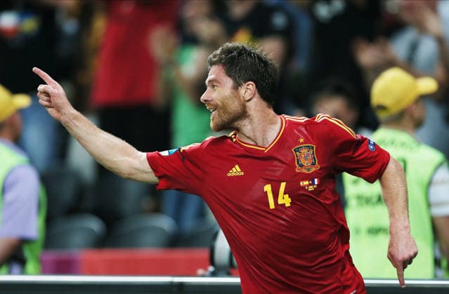 Spain V France, UEFA EURO, EM, Europameisterschaft,Fussball 2012 Quarter Final Xabi Alonso of Spain celebrates during the UEFA Euro 2012 Quarter Final match between Spain and France at Donbass Arena on June 23, 2012 in Donetsk, Ukraine. Donetsk Donbass Arena Ukraine Ukraine Copyright: xAllstarxPicturexLibraryxLtdx