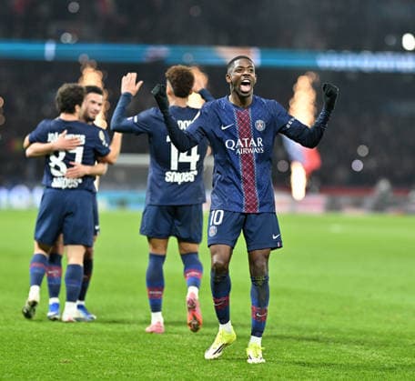 PSG v Olympique de Marseille: French Ligue 1 PARIS, FRANCE - FEBRUARY 08: Ousmane Dembele of Paris Saint - Germain celebrates after scoring during the French Ligue 1 (L1) football match between Paris Saint-Germain (PSG) and Olympique de Marseille at Parc des Princes stadium in Paris, France on February 08, 2026. Mustafa Yalcin Anadolu Paris France. Editorial use only. Please get in touch for any other usage.  Copyright: x2026xAnadoluxMustafaxYalcinx