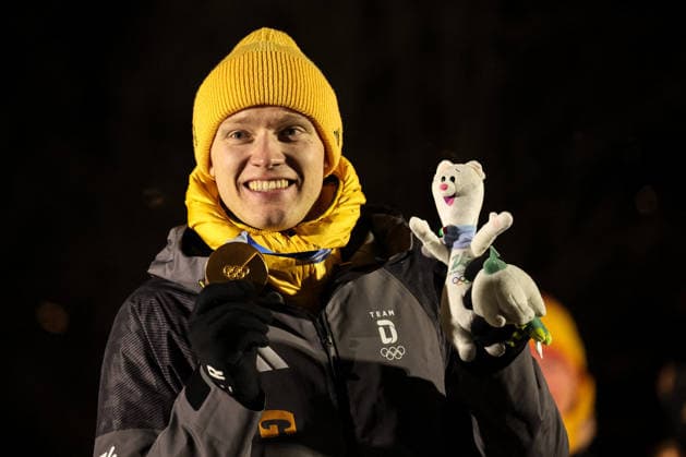 GIOCHI OLIMPICI - Olimpiadi Invernali Milano-Cortina 2026 - Luge Men s Singles Final Max Langenhan (GER) happiness for the gold medal during the Olympic Winter games, Winterspiele,Spiele, Summer games Milano-Cortina 2026, Luge Men s Singles Final on February 08, 2026 at Cortina Sliding Center in Cortina d Ampezzo, Italy Cortina D Ampezzo Italy  Copyright: xIPAxSport ABACAx