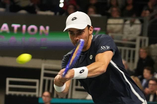 TENNIS - DAVIS CUP 2026 - FRANCE v SLOVAKIA Benjamin Bonzi of French during the Davis Cup 2026, Qualifiers tennis event on 8 February 2026 at Le Chaudron in Le Portel, France - Photo Laurent Lairys Le PortelFrance  Copyright: xLaurentxLairysx