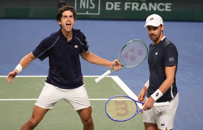 TENNIS - DAVIS CUP 2026 - FRANCE v SLOVAKIA Pierre - Hugues Herbert and Benjamin Bonzi of Frenchvduring the Davis Cup 2026, Qualifiers tennis event on 8 February 2026 at Le Chaudron in Le Portel, France - Photo Laurent Lairys Le PortelFrance  Copyright: xLaurentxLairysx